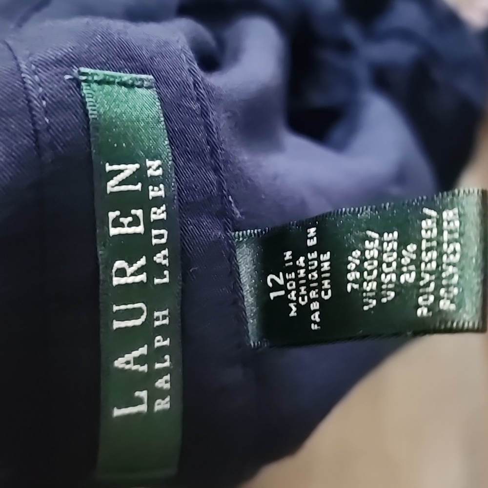 Lauren Ralph Lauren Paisley Jacquard Utility Jumpsuit Navy Blue Button-Front - Picture 10 of 14